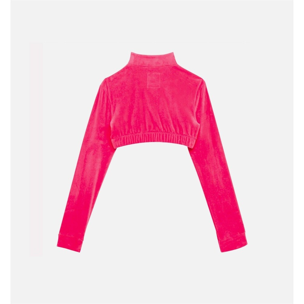 Adidas x Jeremy Scott Cropped Bustier Pink Velour Zip Track Jacket New Preppy, S - Picture 6 of 15